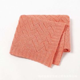 Kids Hollow Carved Graphic Solid Color Knitted Blanket (Color: Orange, Size/Age: Average Size (0-12Y))