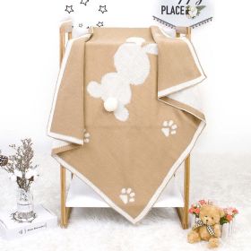 Baby Cartoon Rabbit & Footprints Embroidered Graphic 3D Tail Blanket (Color: Brown, Size/Age: (0-12Y))