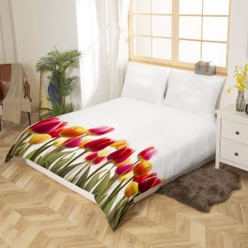 4 Count Tulip Pattern  Comforter Set Basics All-Season Bedding Sets White Comforter Tulip Pattern (Color: Tulip, Bedding Size: King Size)